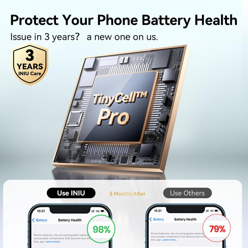 INIU Zapmini 45W PD 10000Mah Power Bank, Ultra Small Pocket Size Powerbank, Carry P50-E1 Travel Essentials Portable Charger, Detachable Lanyard USB C Cable Fast Charge Phone Battery Pack for Iphone 17 16 15 Series Ipad Airpods Samsung Switch Perfect Gift