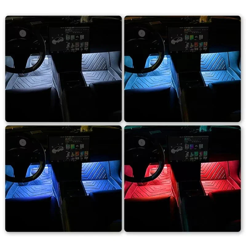 2-in-1 LED Car Neon Foot Light - USB & Cigarette Lighter Interior Ambient Lamp