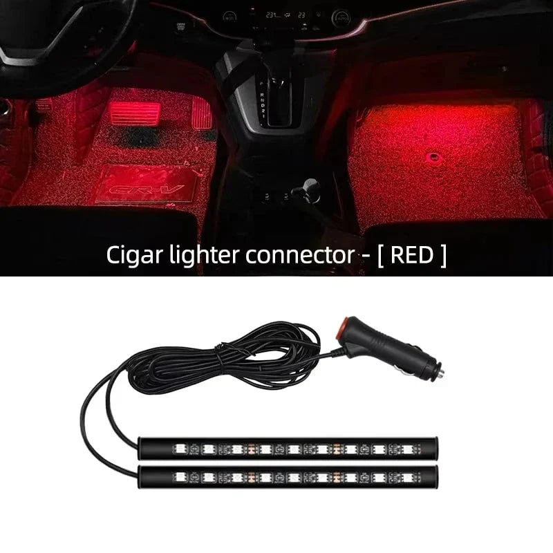 2-in-1 LED Car Neon Foot Light - USB & Cigarette Lighter Interior Ambient Lamp