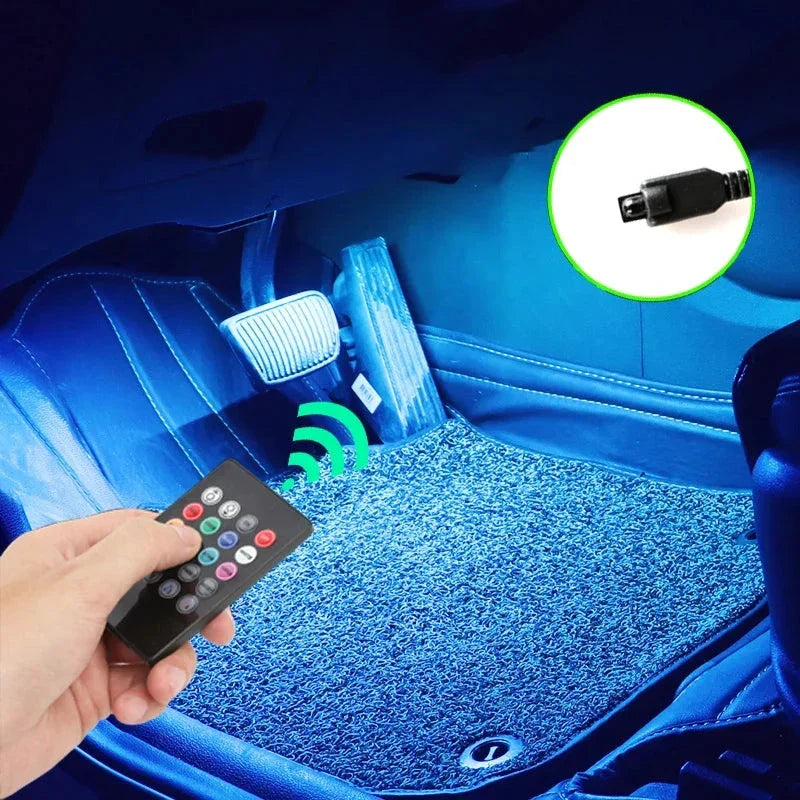 Neon LED Car Interior Ambient Light Kit – RGB Foot Strip Lighting with APP & Remote Control, Music Sync Car Decor Lamp