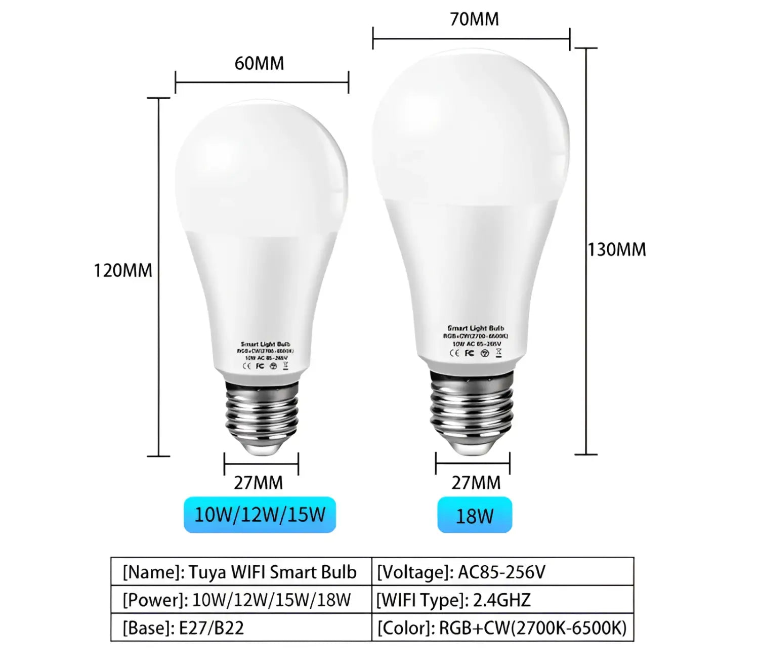 Tuya Smart LED Bulb RGB WiFi Light for Home & Office